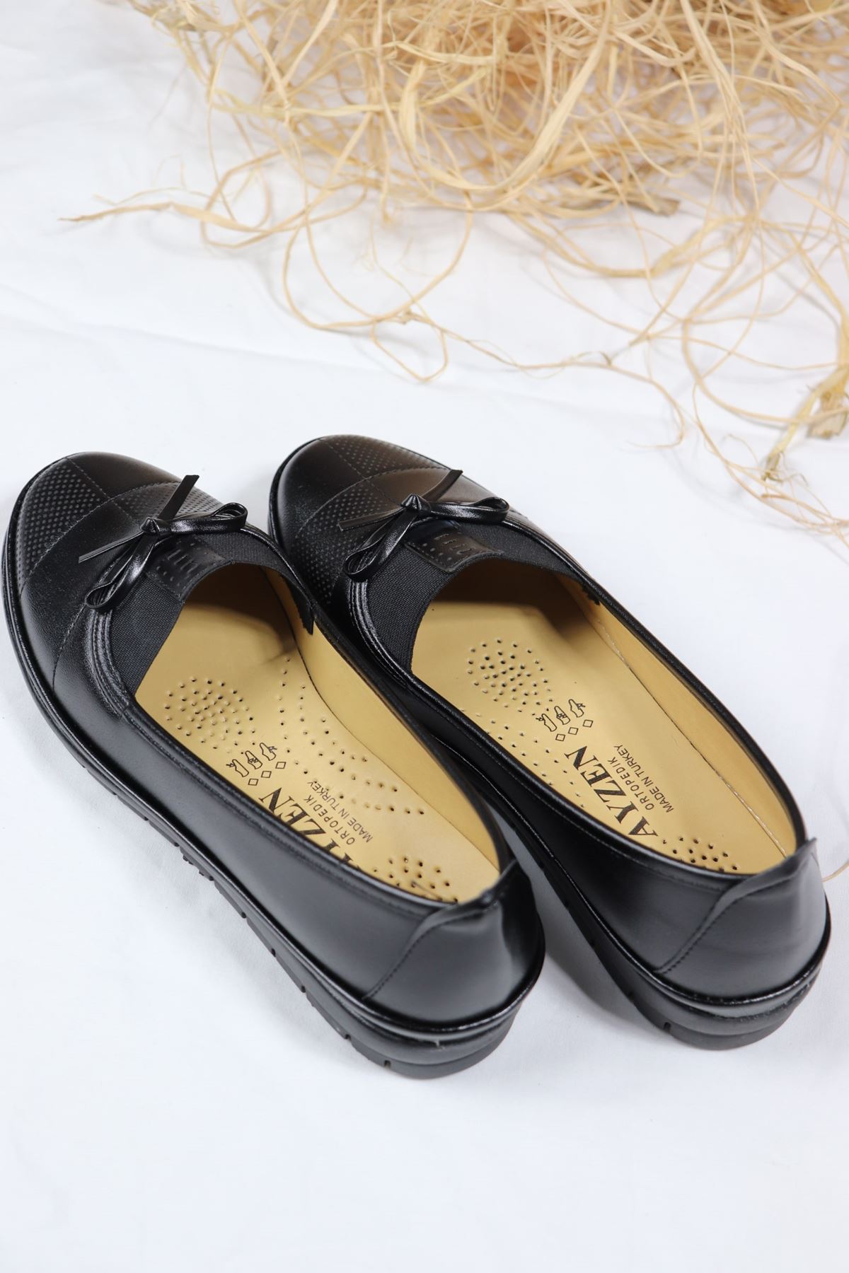 Trendayakkabı - Ortapedik Mat Siyah Ayakkabı 