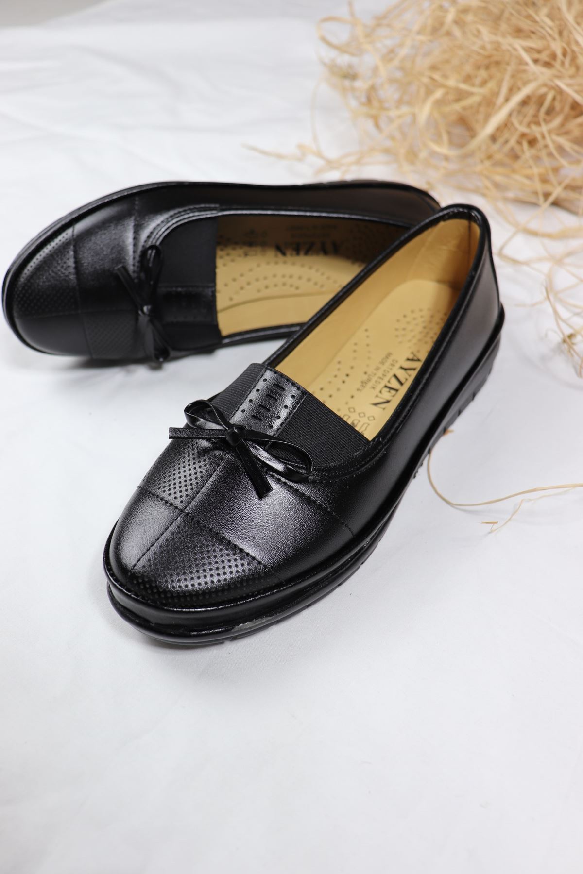 Trendayakkabı - Ortapedik Mat Siyah Ayakkabı 