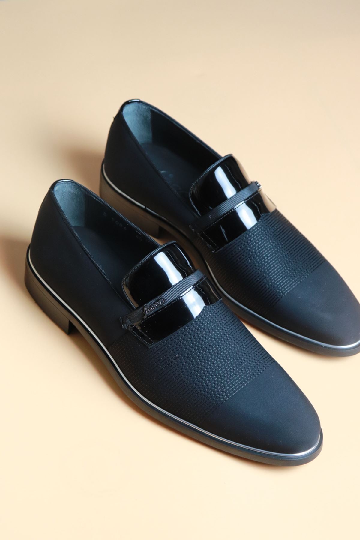Fosco - 9086 - Siyah Saten Klasik Erkek Ayakkabı 