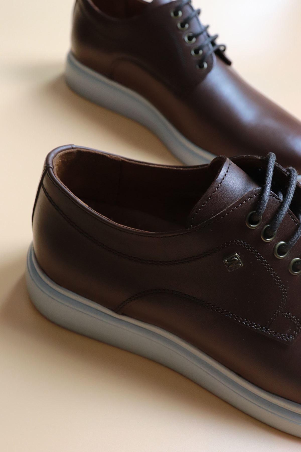 Trendayakkabı - Kahve Hakiki deri Erkek Klasik Ayakkabı