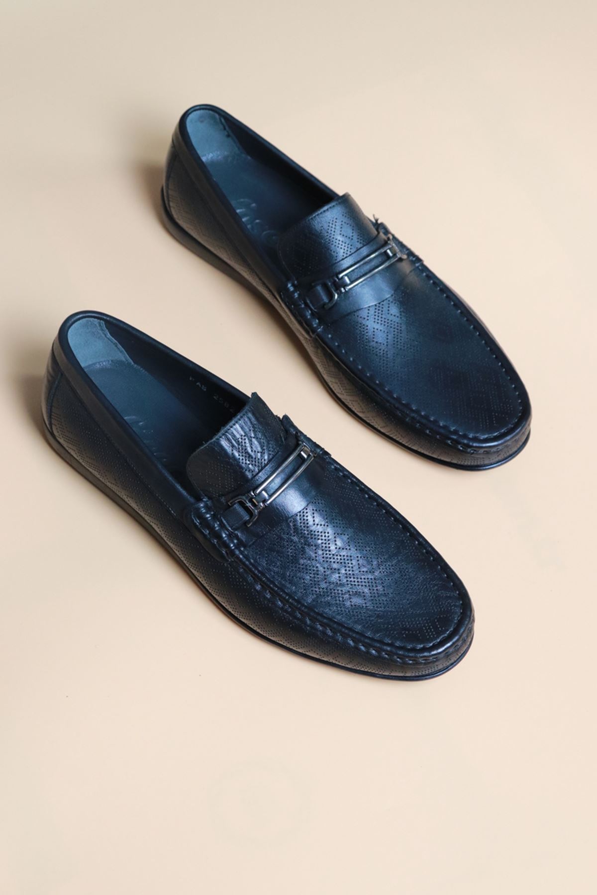 Fosco - 2582 - Siyah Desenli  Erkek Loafer Ayakkabı 