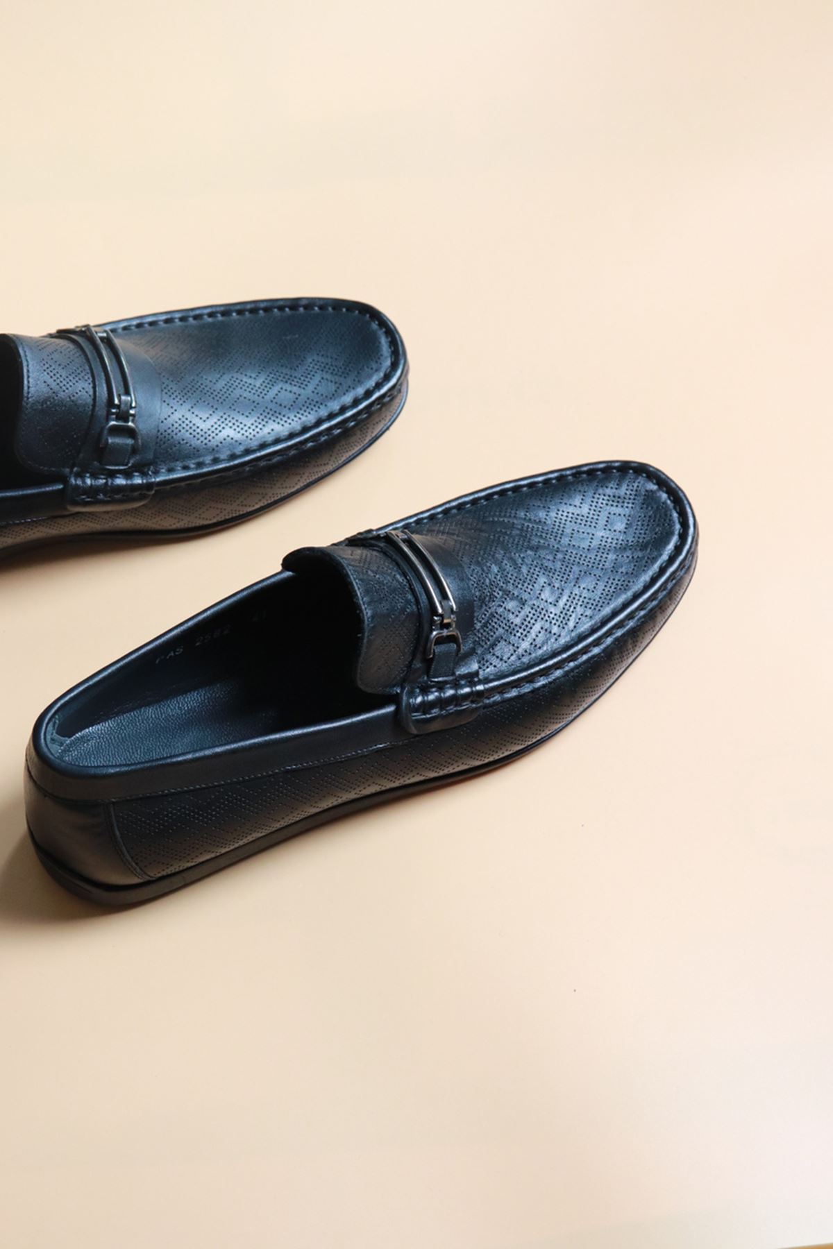 Fosco - 2582 - Siyah Desenli  Erkek Loafer Ayakkabı 