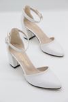 Trendayakkabı - Günlük Topuklu Beyaz  Kadın Ayakkabı 