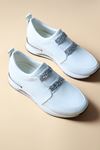 Trendayakkabı - Santos Beyaz Taş Detaylı Kadın Spor Ayakkabı 